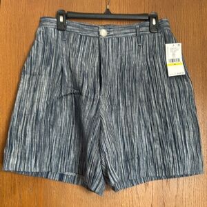Karen Kane High Waist Striped Shorts - Blue and White size M 100% Linen